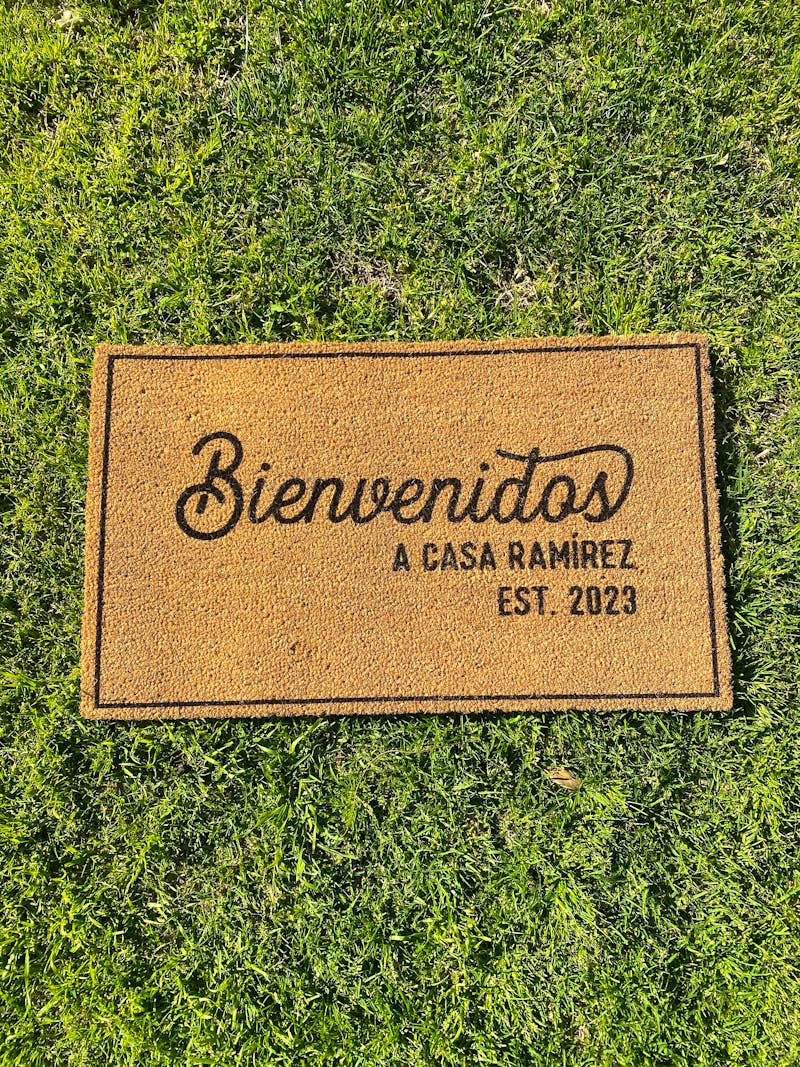 Bienvenidos Nombre Last Name Door Mat, Housewarming Gift, Wedding Gift Ideas, Personalized Doormat, Last Name Doormat, Closing Gift photo review